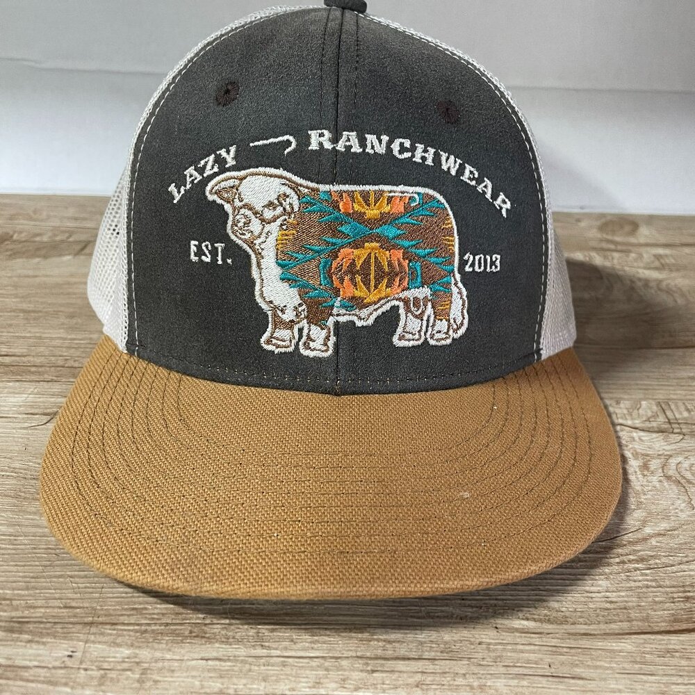 Lazy J Ranch Wear Serape Hereford Trucker Hat: Country Western Theme: Cow